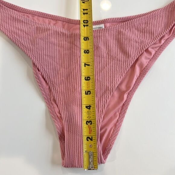 New Topshop Textured High Leg Bikini Bottom in DUSTY PINK Size 14 - Picture 8 of 10